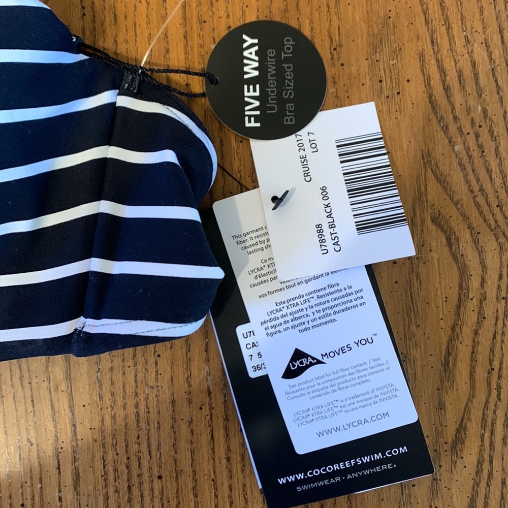 NWT Coco Reef Serenity Stripe Underwire Bikini Top Bra Size 36/38C - Picture 5 of 7